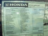 2012 Honda CR-Z EX Navigation Sport Hybrid Window Sticker