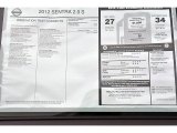 2012 Nissan Sentra 2.0 S Window Sticker