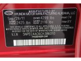 2012 Sonata Color Code for Sparkling Ruby Red - Color Code: T4