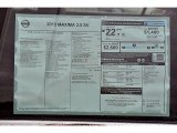 2013 Nissan Maxima 3.5 SV Window Sticker