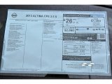 2013 Nissan Altima 2.5 S Coupe Window Sticker