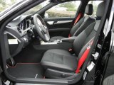 2013 Mercedes-Benz C 250 Sport Black/Red Stitch w/DINAMICA Inserts Interior