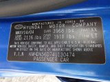 2004 Elantra Color Code for Tidal Wave Blue - Color Code: XX