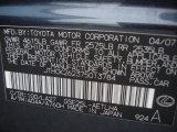 2007 IS Color Code for Smoky Granite Mica - Color Code: 1G0