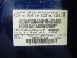 2008 Sentra Color Code for Blue Onyx - Color Code: B23