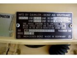 1981 Mercedes-Benz E Class 300 D Sedan Info Tag