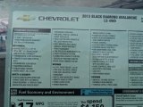 2013 Chevrolet Avalanche LS 4x4 Black Diamond Edition Window Sticker