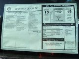 2012 Nissan Titan SV Crew Cab Window Sticker