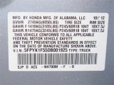 2013 Ridgeline Color Code for Alabaster Silver Metallic - Color Code: NH700M