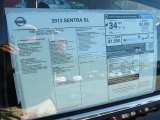 2013 Nissan Sentra SL Window Sticker