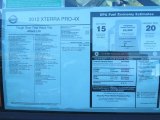 2012 Nissan Xterra Pro-4X 4x4 Window Sticker