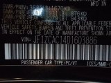 2013 Subaru BRZ Limited Info Tag