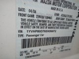 2006 MAZDA6 Color Code for Performance White - Color Code: A2