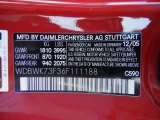 2006 SLK Color Code for Mars Red - Color Code: 590