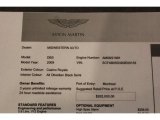 2009 Aston Martin DBS Coupe Window Sticker