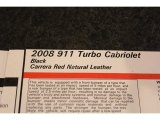 2008 Porsche 911 Turbo Cabriolet Window Sticker