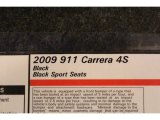 2009 Porsche 911 Carrera 4S Coupe Info Tag