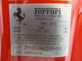 2012 Ferrari California  Info Tag