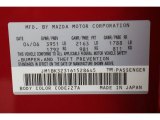 2006 MAZDA3 Color Code for Velocity Red Mica - Color Code: 27A