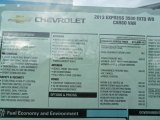2013 Chevrolet Express 3500 Extended Cargo Van Window Sticker