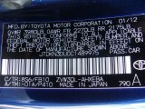 2012 Prius 3rd Gen Color Code for Nautical Blue Metallic - Color Code: 8S6