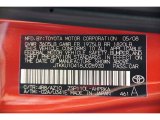 2008 xD Color Code for Hot Lava Orange - Color Code: 4R8