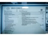 2013 Mercedes-Benz C 250 Coupe Window Sticker