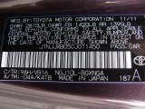 2012 iQ Color Code for Black Currant Metallic - Color Code: 9AH