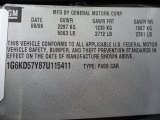 2007 Cadillac DTS Luxury Info Tag
