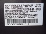 2013 Ridgeline Color Code for Polished Metal Metallic - Color Code: NH737M