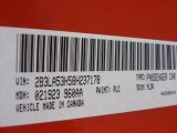 2008 Charger Color Code for HEMI Orange Pearl - Color Code: PLC