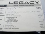 2010 Subaru Legacy 2.5 GT Limited Sedan Window Sticker