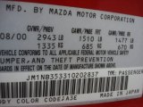 2001 MX-5 Miata Color Code for Classic Red - Color Code: A3E