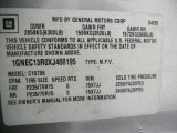 1999 Chevrolet Tahoe LS Info Tag
