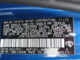 2013 Yaris Color Code for Blazing Blue Pearl - Color Code: 8T0