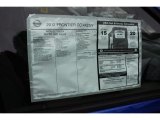 2012 Nissan Frontier SV Crew Cab Window Sticker