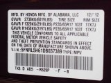 2013 Odyssey Color Code for Dark Cherry Pearl - Color Code: R529P