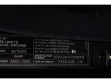 2004 Bentley Arnage T-24 Mulliner Info Tag