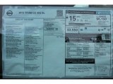 2012 Nissan Titan SL Crew Cab Window Sticker