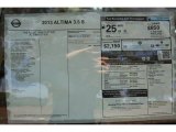 2013 Nissan Altima 3.5 S Window Sticker