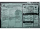 2012 Nissan Titan Pro-4X Crew Cab 4x4 Window Sticker