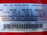 2007 MAZDA3 Color Code for True Red - Color Code: A4A