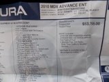 2010 Acura MDX Advance Window Sticker