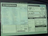 2013 Honda CR-Z EX Sport Hybrid Window Sticker