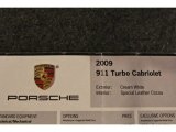 2009 Porsche 911 Turbo Cabriolet Window Sticker