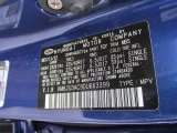 2013 Tucson Color Code for Iris Blue - Color Code: TGY