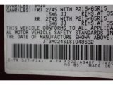 1995 Previa Color Code for Burgundy Pearl - Color Code: 3J7