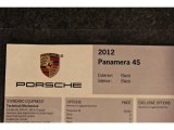 2012 Porsche Panamera 4S Window Sticker