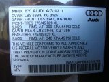 2011 Audi Q7 3.0 TFSI S line quattro Info Tag