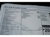 2013 Audi S7 4.0 TFSI quattro Window Sticker